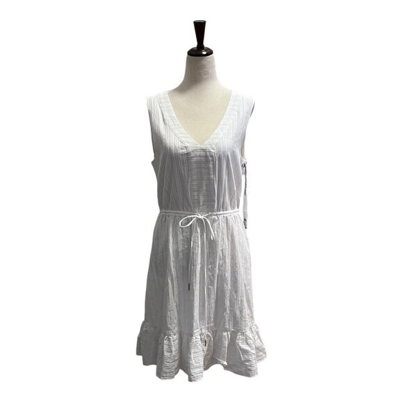 Draper James RSVP White Tie Waist Dress Sleeveless V-Neck Medium Lined - Picture 14 of 14